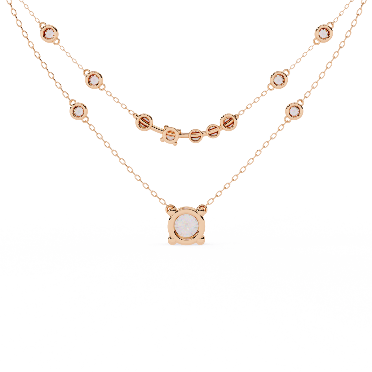 The Perrin Round Lab-Grown Diamond Necklace Rose Gold