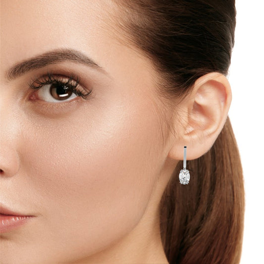 The Celestine Oval Lab-Grown Diamond Earrings White Gold