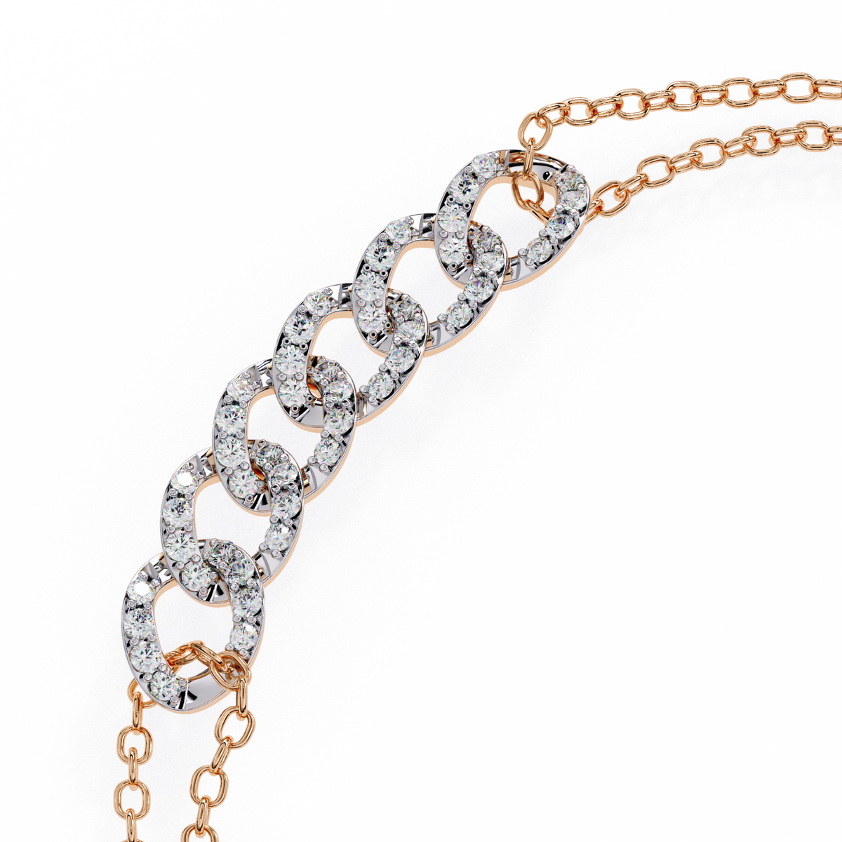 The Celeste Lab-Grown Diamond Pav— Station Bracelet Rose Gold