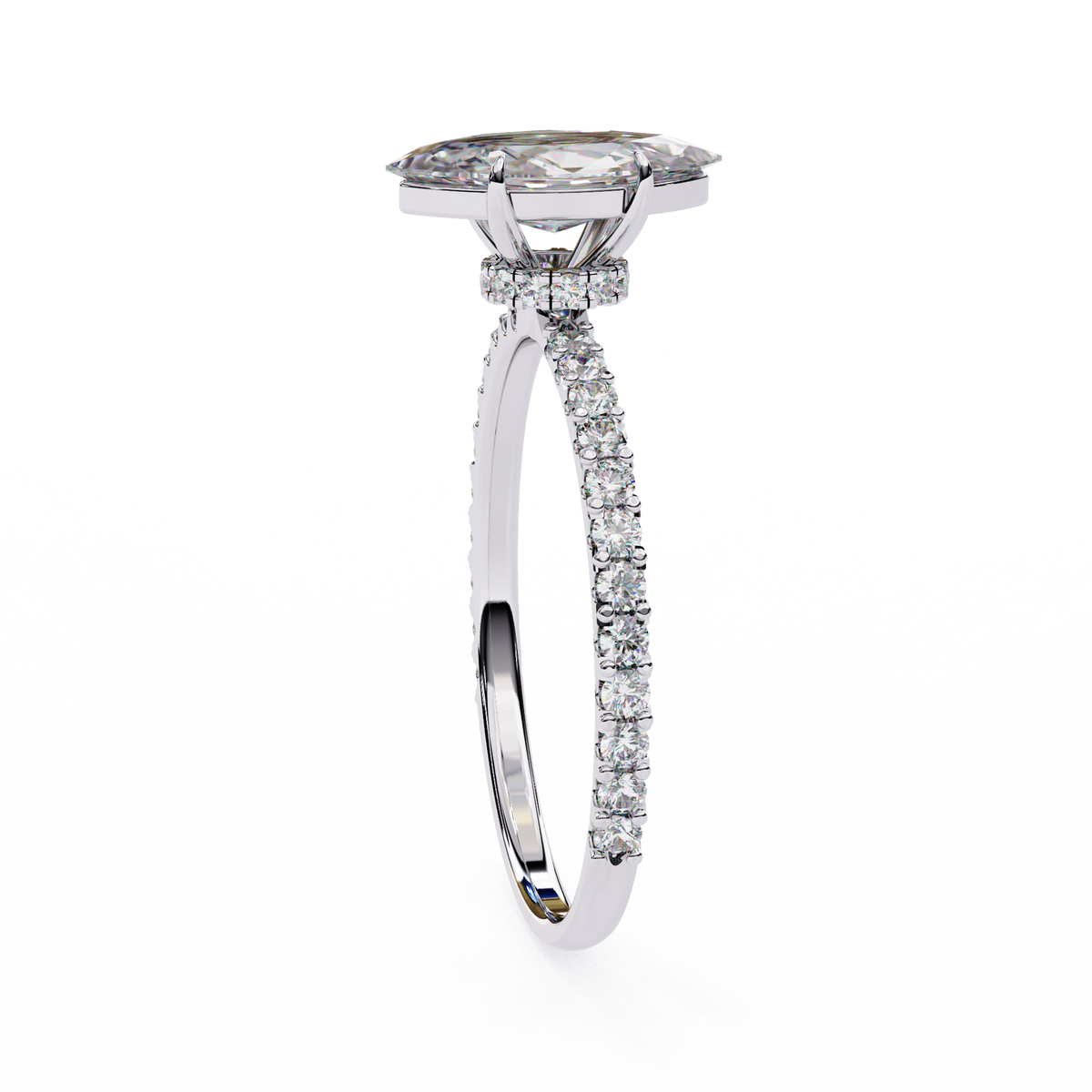 The Flora Marquise Lab-Grown Diamond Hidden Accent Ring White Gold