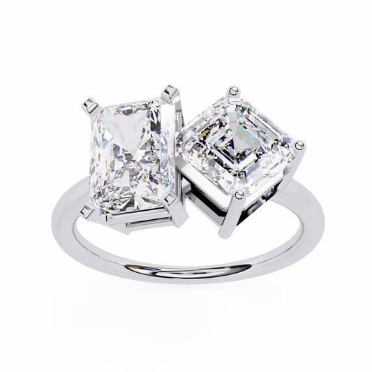 The Sovereign "Toi et Moi" Lab-Grown Diamond Radiant & Emerald White Gold