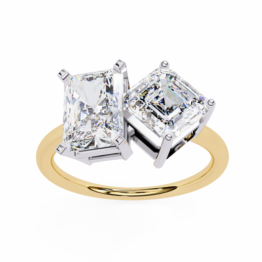 The Sovereign "Toi et Moi" Lab-Grown Diamond Radiant & Emerald Yellow Gold