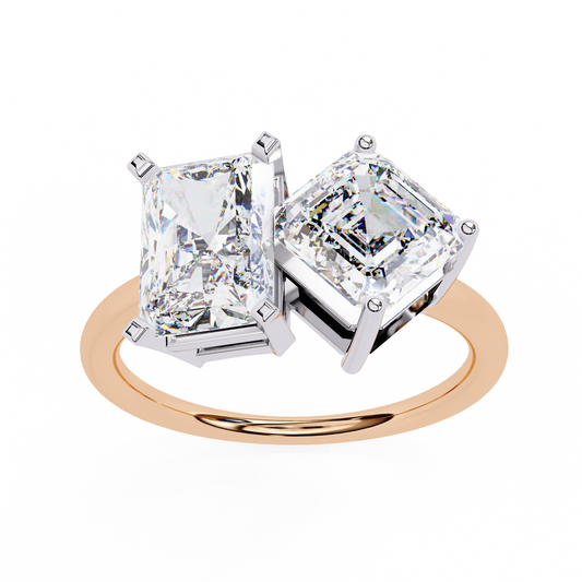 The Sovereign "Toi et Moi" Lab-Grown Diamond Radiant & Emerald Rose Gold