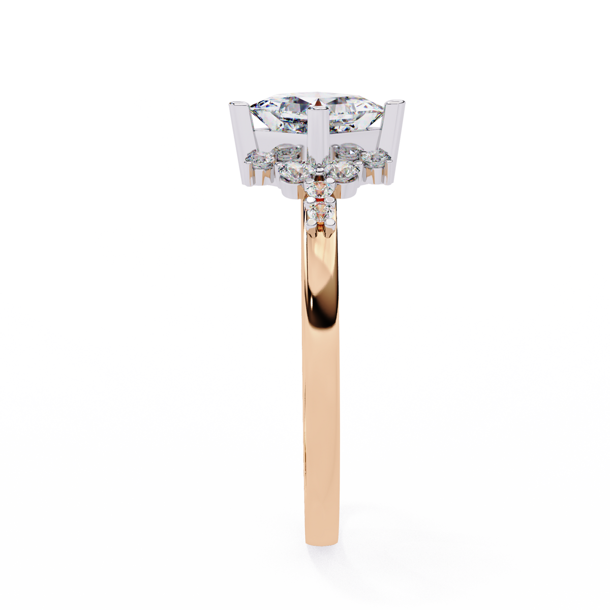 The Flora Princess-Cut Halo Engagement Lab-Grown Diamond Ring Rose Gold