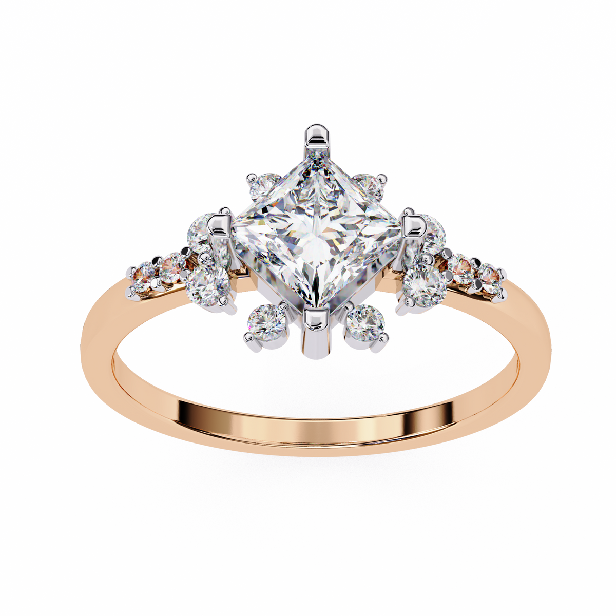The Flora Princess-Cut Halo Engagement Lab-Grown Diamond Ring Rose Gold