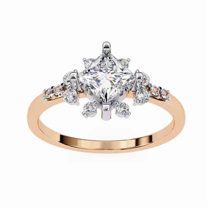 The Flora Princess-Cut Halo Engagement Lab-Grown Diamond Ring Rose Gold