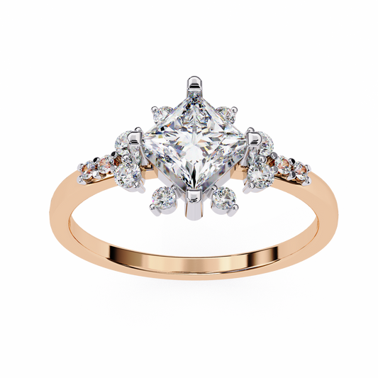 The Flora Princess-Cut Halo Engagement Lab-Grown Diamond Ring Rose Gold