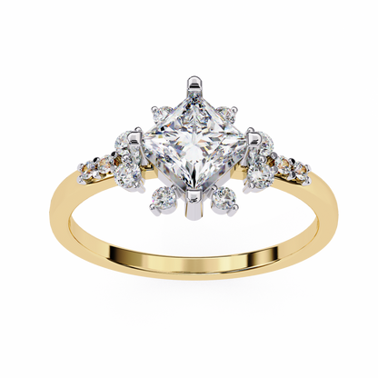 The Flora Princess-Cut Halo Engagement Lab-Grown Diamond Ring Yellow Gold
