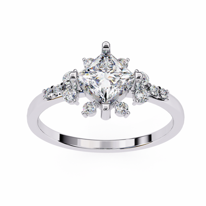 The Flora Princess-Cut Halo Engagement Lab-Grown Diamond Ring White Gold