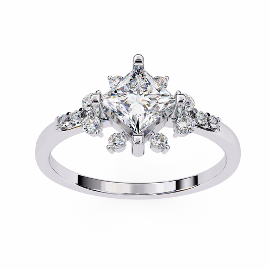 The Flora Princess-Cut Halo Engagement Lab-Grown Diamond Ring White Gold