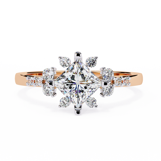 The Flora Princess-Cut Halo Engagement Lab-Grown Diamond Ring Rose Gold