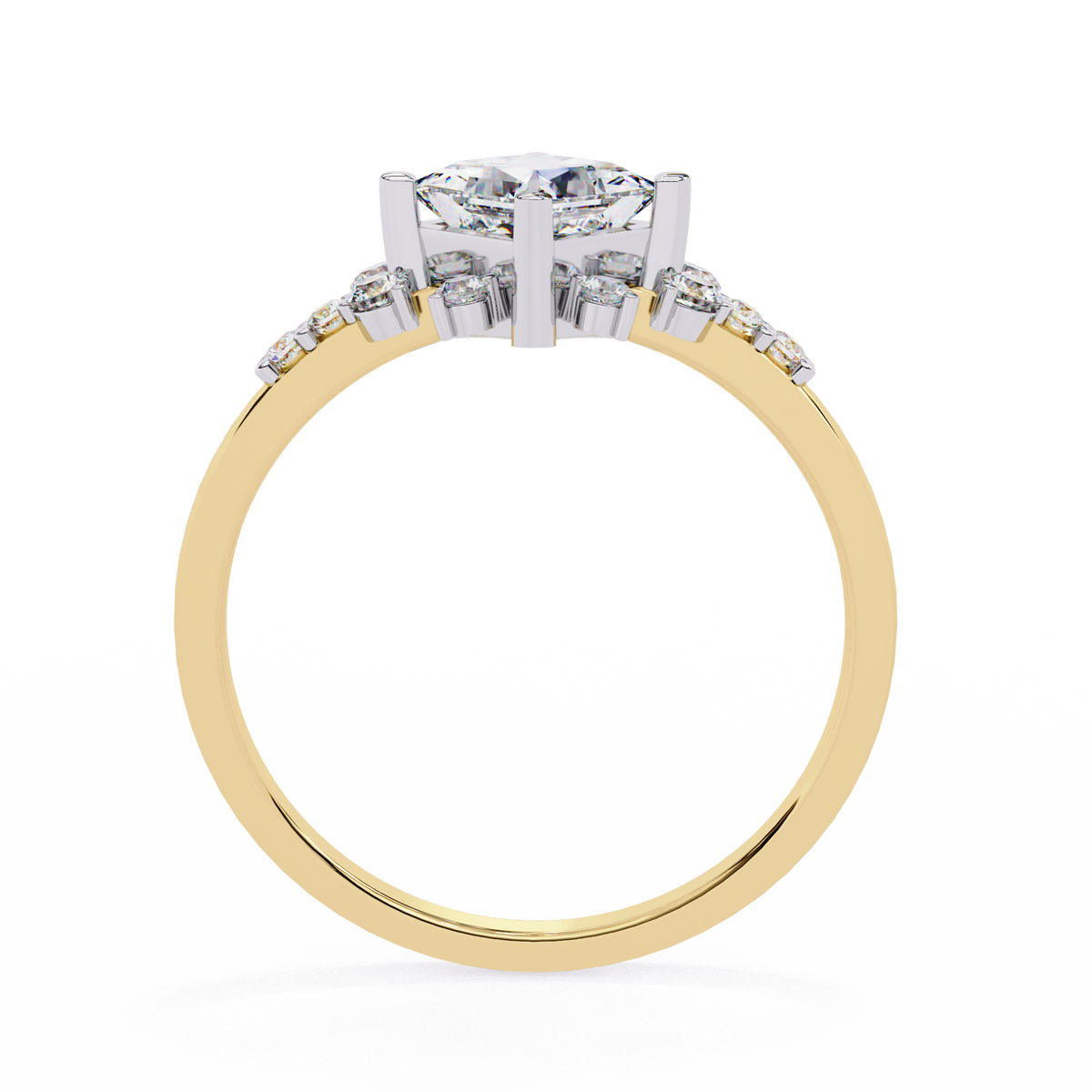 The Flora Princess-Cut Halo Engagement Lab-Grown Diamond Ring Yellow Gold