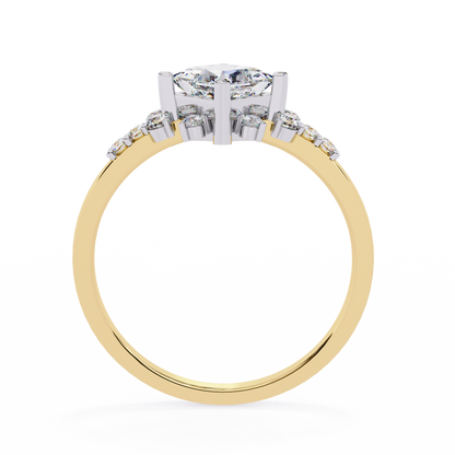 The Flora Princess-Cut Halo Engagement Lab-Grown Diamond Ring Yellow Gold