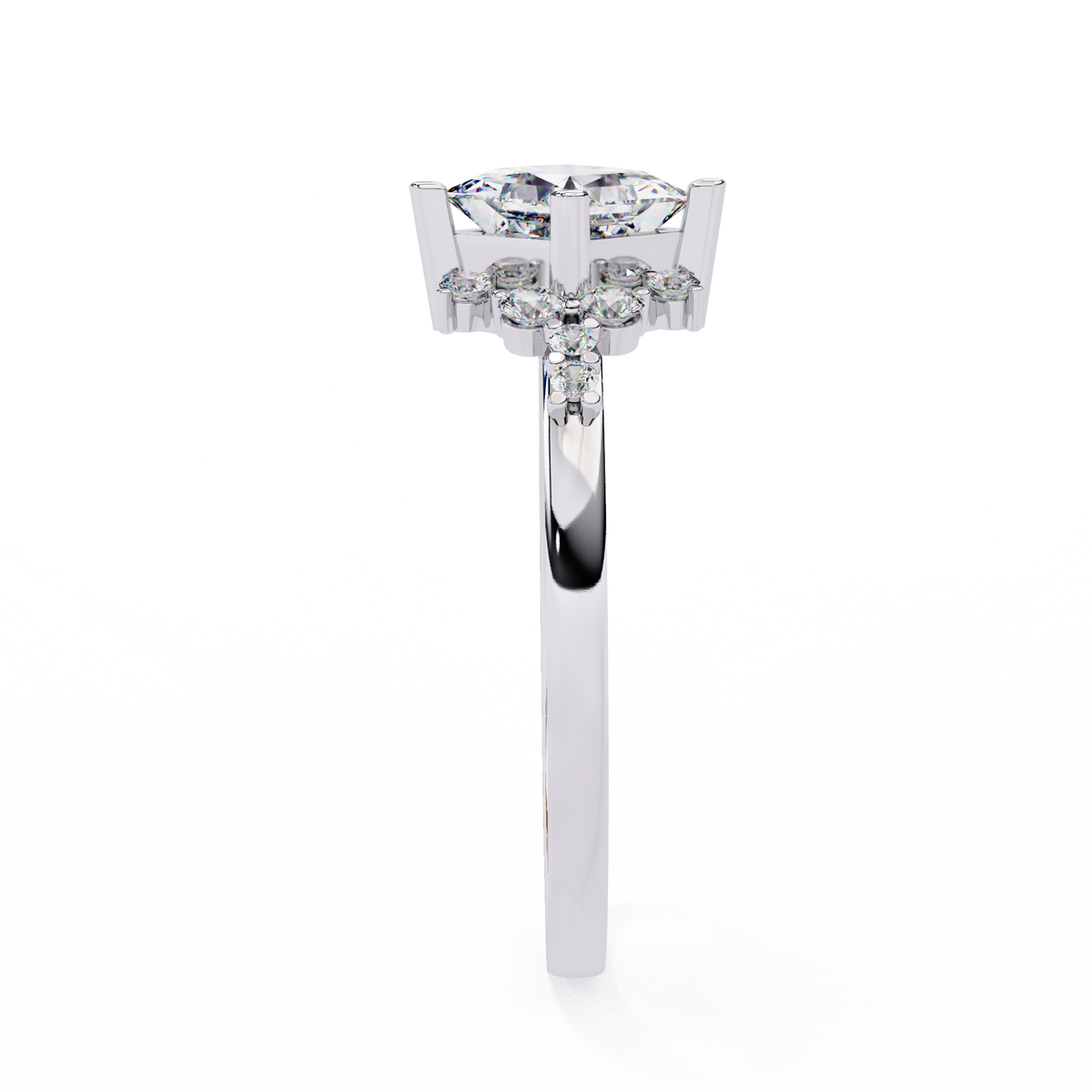 The Flora Princess-Cut Halo Engagement Lab-Grown Diamond Ring White Gold