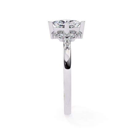 The Flora Princess-Cut Halo Engagement Lab-Grown Diamond Ring White Gold