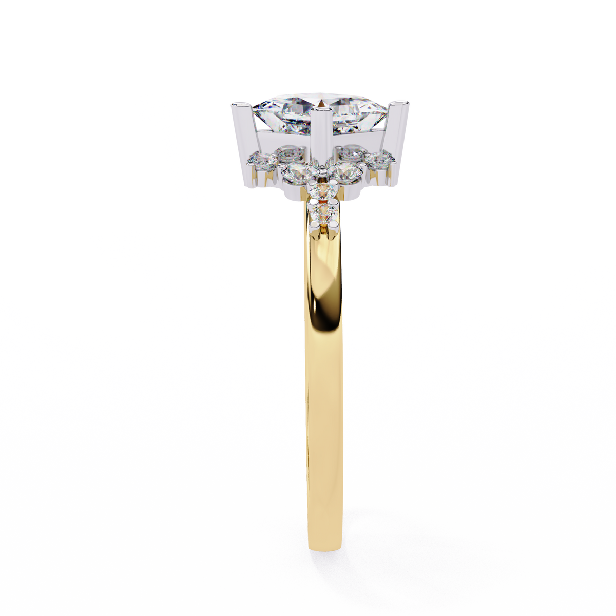 The Flora Princess-Cut Halo Engagement Lab-Grown Diamond Ring Yellow Gold