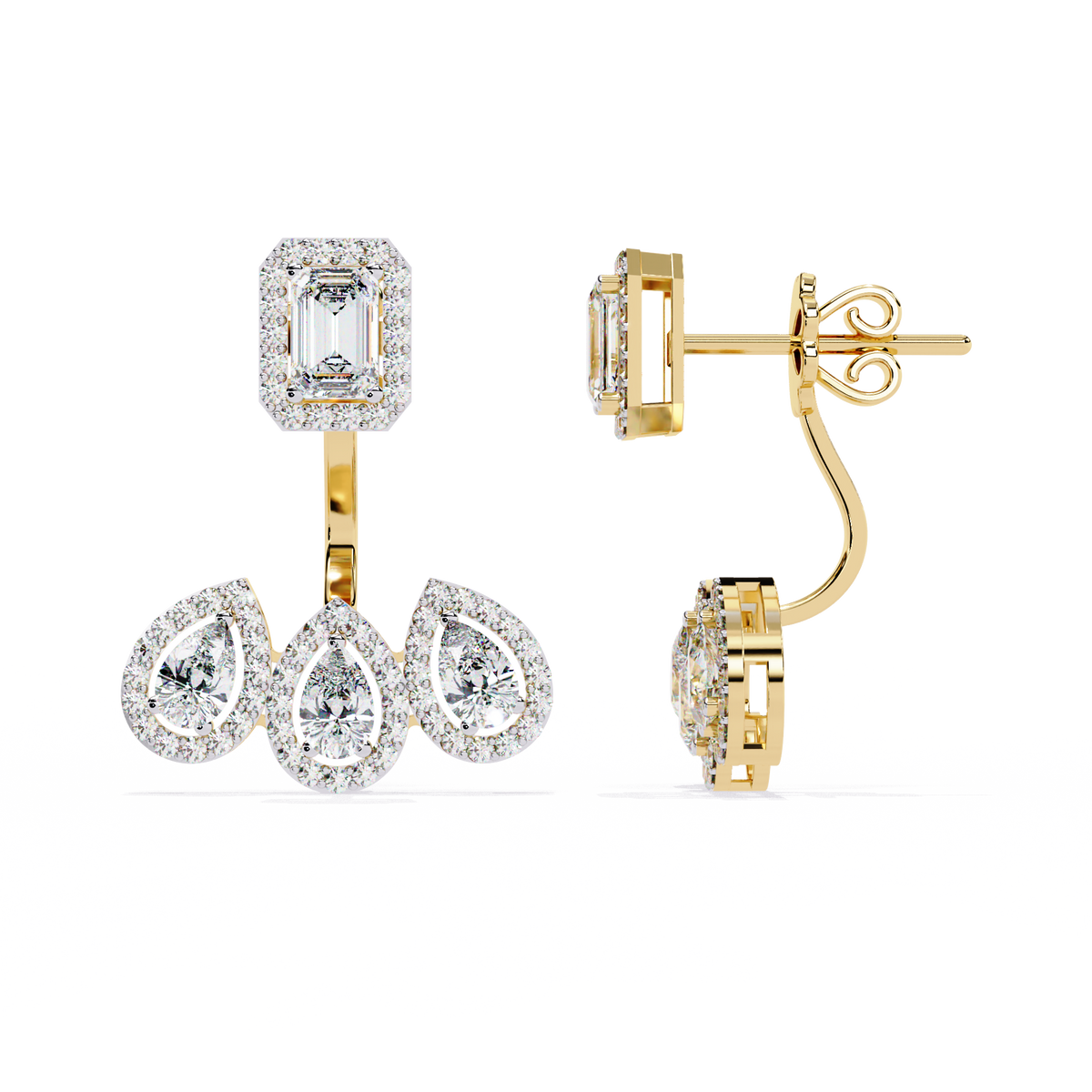 The Ophelia Emerald-Cut Lab-Grown Diamond Earrings Rose Gold