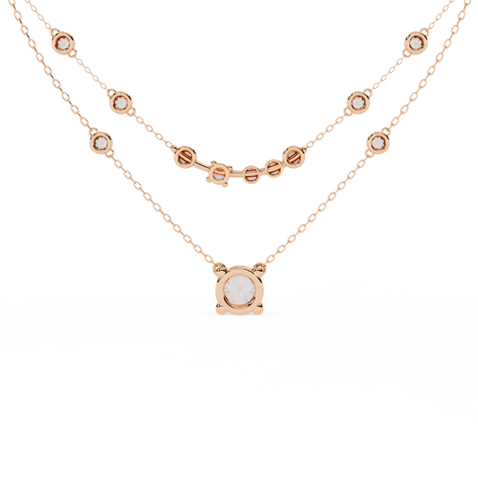 The Perrin Round Lab-Grown Diamond Necklace Rose Gold