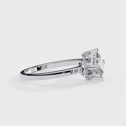 The Flora Princess-Cut Halo Engagement Lab-Grown Diamond Ring White Gold
